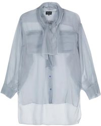 Giorgio Armani - Scarf-Detail Organza Shirt - Lyst