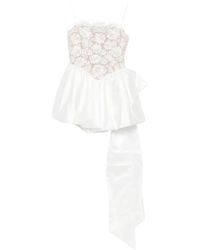 Self-Portrait - Lace-Bodice Bow-Detail Dress - Lyst