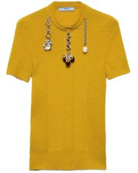 Prada - T-Shirt Verfraaid Met Bedel - Lyst