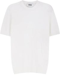 Alpha Studio - Short-Sleeve Ribbed-Trim Sweater - Lyst