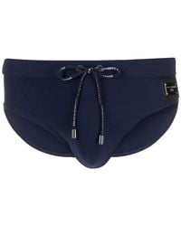 Dolce & Gabbana - Badehose Mit Logo-Schild - Lyst