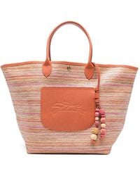 Longchamp - Striped Applique Tote Bag Le Pliage - Lyst