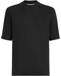 Brunello Cucinelli - Cotton Jersey Mock Neck T-Shirt - Lyst