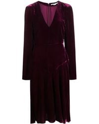 Stella McCartney - V-Neck Velvet Midi Dress - Lyst