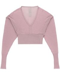 Rick Owens - Semi-Sheer V-Neck Cropped Jumper - Lyst