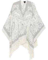 Etro - Poncho Met Paisley-Print En Franje - Lyst