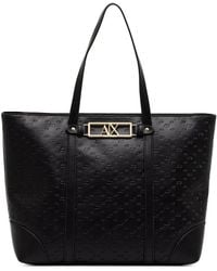 ARMANI EXCHANGE - Cabas À Motif Monogrammé Embossé Et Plaque Logo - Lyst