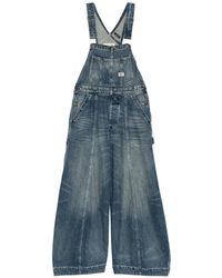R13 - Faded-Effect Wide-Leg Dungarees - Lyst