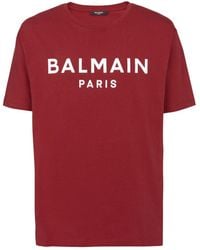 Balmain - Camiseta con logo estampado y manga corta - Lyst