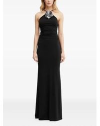 Guess - Halter-Neck Flower-Embellished Maxi Dress - Lyst