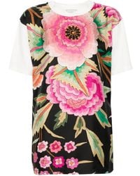 Pierre Louis Mascia - Floral-Print Silk-Cotton Blend T-Shirt - Lyst