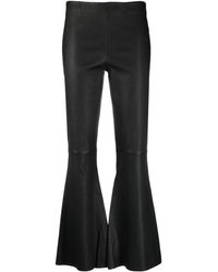 By Malene Birger - Elasticated-waist Leather Flared Trousers - Lyst