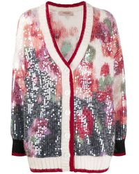red sequin cardigan