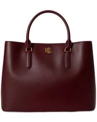 Ralph Lauren - Large Marcy Logo-Plaque Leather Tote Bag - Lyst