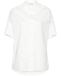 Gentry Portofino - Sheer-Panel Cotton Shirt - Lyst