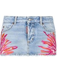 DSquared² - Jean Mini-Rok Met Borduurwerk - Lyst