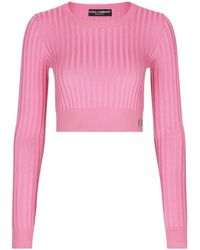 Dolce & Gabbana - Dg-Plaque Cropped Top - Lyst