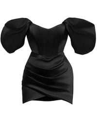 Benedetto - Off-Shoulder Puff-Sleeve Mini Dress - Lyst