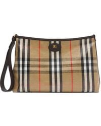 Burberry - Geruite Leren Clutch - Lyst