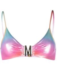 Moschino - Gradient-effect Logo-plaque Bikini Top - Lyst