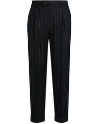 Brunello Cucinelli - Super 150S Virgin Wool Wide Chalk Stripe Batavia Trousers With Pleat - Lyst