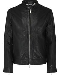 SELECTED - Zip-Fastening Leather Jacket - Lyst
