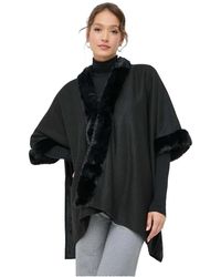 Morgan - Faux-Fur-Trim Cape - Lyst