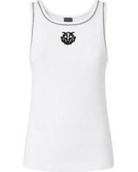 Pinko - Embroidered-Crest Sleeveless Tank Top - Lyst