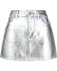 Rabanne - Metallic Denim Miniskirt - Lyst