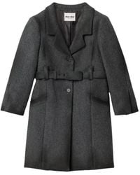 Miu Miu - Single-Breasted Double Wool Coat - Lyst