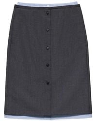 Prada - Midi-Rok Met Gelaagd Effect En Knopen - Lyst