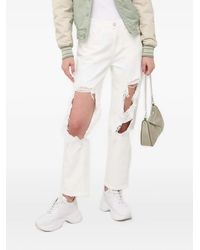 Miss Sixty - Frayed Pearl-embellished Jeans - Lyst