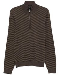 Emporio Armani - Chevron-Knit Quarter-Zip Sweater - Lyst