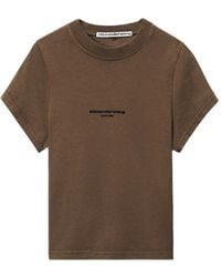 Alexander Wang - Logo-Print Shrunken Short-Sleeve T-Shirt - Lyst