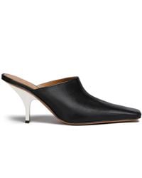 Marni - Square-Toe Heeled Leather Mules - Lyst