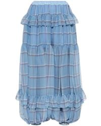 Chloé - Loose-Fit Silk Trousers With Ruffles - Lyst