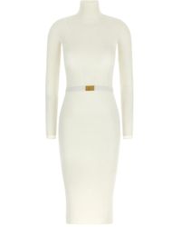 Elisabetta Franchi - Vestido midi con cinturón - Lyst