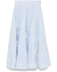 ROTATE BIRGER CHRISTENSEN - Cotton Midi Skirt With Flowers - Lyst