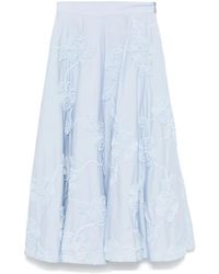 ROTATE BIRGER CHRISTENSEN - Cotton Midi Skirt With Flowers - Lyst