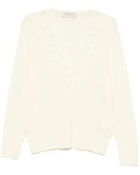 ERMANNO FIRENZE - Lace-Trim V-Neck Sweatshirt - Lyst