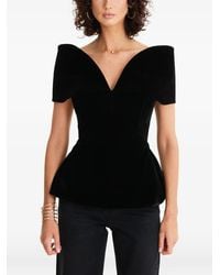 MOOS STUDIO - V-Neck Peplum Top - Lyst