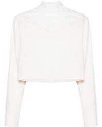 Philosophy Di Lorenzo Serafini - Broderie-anglaise Cropped Blouse - Lyst