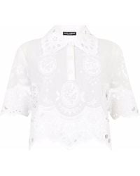Dolce & Gabbana - Embroidered Gauze Polo Shirt - Lyst