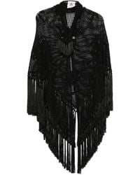 Chiara Is - Scialle Rosa Crochet Fringe-Trimmed Poncho - Lyst