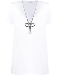 Area - Crystal Bow V Neck T-Shirt Dress - Lyst
