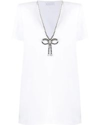 Area - Crystal Bow V Neck T-Shirt Dress - Lyst
