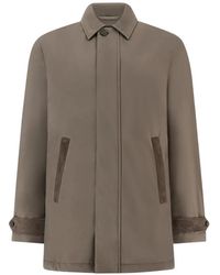 Paul & Shark - Typhoon Platinum Suede-Trimmed Car Coat - Lyst