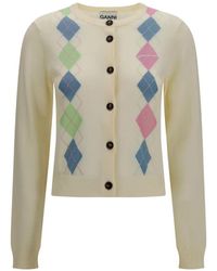 Ganni - Diamond-Pattern Cardigan - Lyst