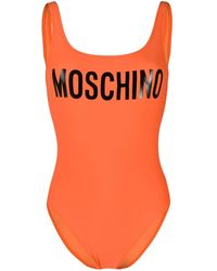 Moschino Bañador Entero Estampado Con Logo - Naranja