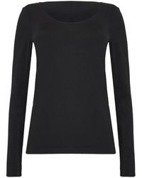 Wolford - T-Shirt Luxe À Manches Longues Et Encolure Arrondie - Lyst